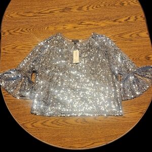 BOLD elements Silver Sequin Top